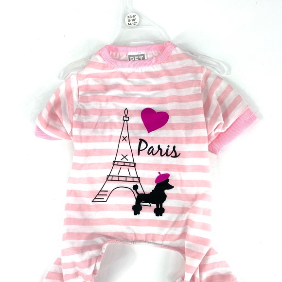 Pets and dogs Paris striped pink and white PJs - Picture 5 of 5